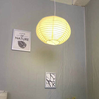 Minimalist Handmade Paper Round Lantern 1-Light Pendant Light