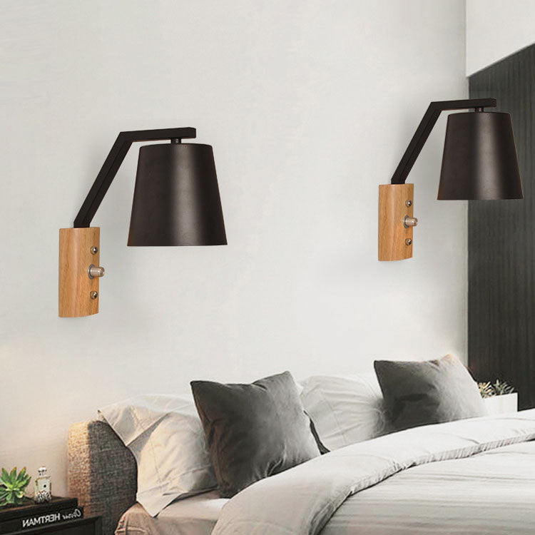 Nordic Modern Solid Wood Cylindrical 1-Light Wall Sconce Lamp