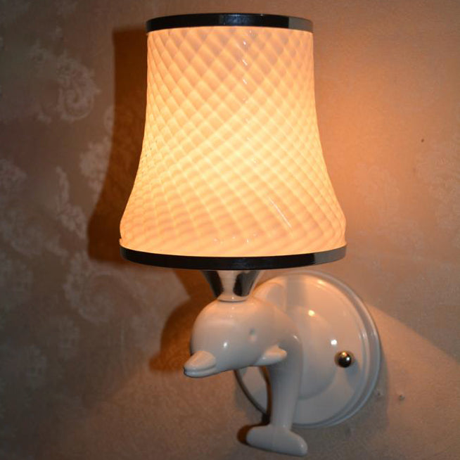 Modern Glass Creative Dolphin Decoration Design 1-Light Wall Sconce Lamp