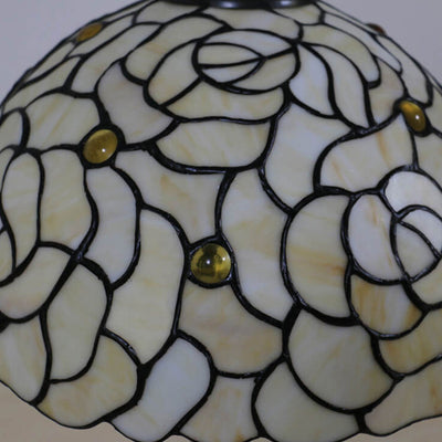 Tiffany Creative Lampe de table à 1 lumière en forme de dôme rose jaune 