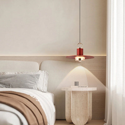 Modern Minimalist Disc Cylindrical Liftable Aluminum LED Pendant Light