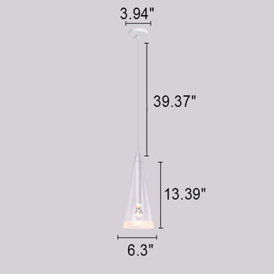 Modern Minimalist Pure White Clear Cone Glass 1/3-Light Island Light Chandelier