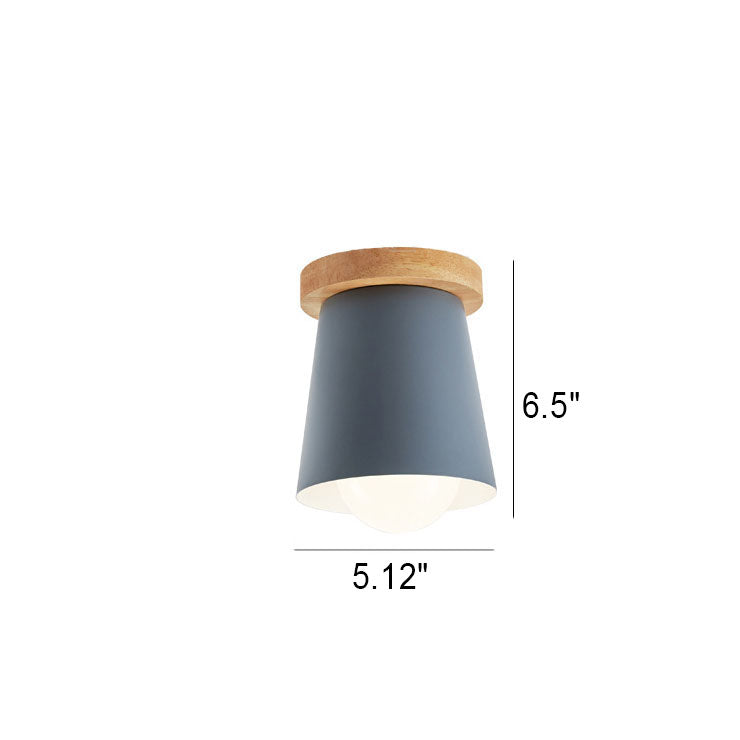 Minimalistische Macaron Volltonfarbe Eisenholz 1-Licht Unterputzleuchte 