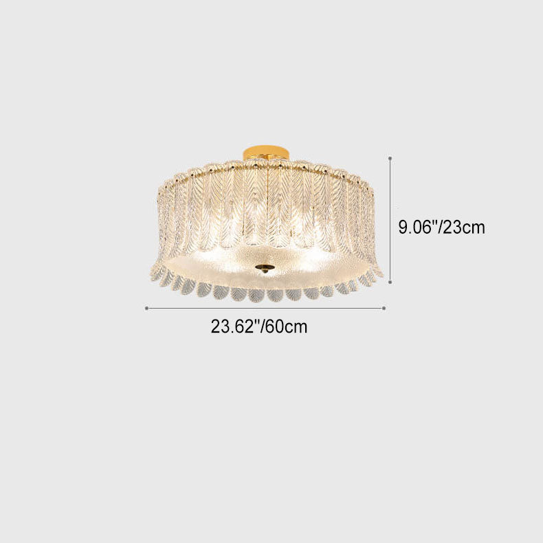 Modern Luxury Orchid Leaf Glass Enclosure Hardware 8-Light Flush Mount Ceiling Light For Living Room