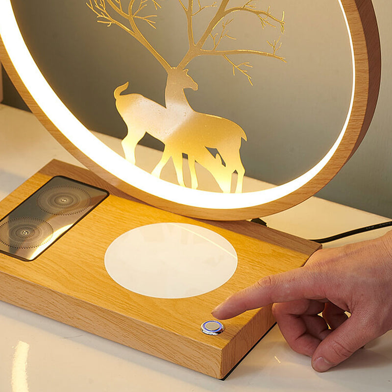 Creative Round Deer Design LED Wireless Charging Touch Dekorative Tischlampe