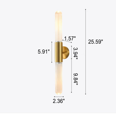 Modern Light Luxury Long Gold Clear Copper Glass 1-Light Wall Sconce Lamp