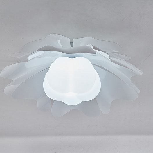 Contemporary Creative Cream Acrylic Petal Shade 1-Light Flush Mount Ceiling Light For Living Room