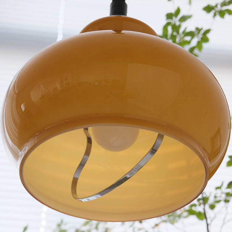 French Vintage Glass Round Gourd 1-Light Pendant Light