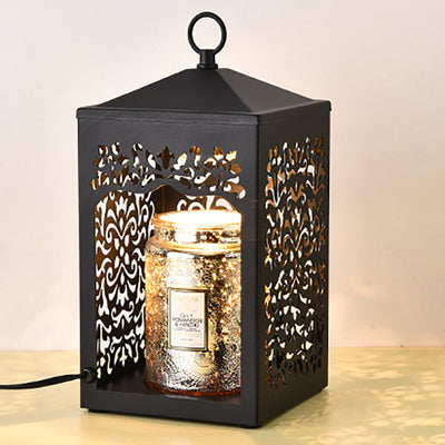 Traditional Vintage Metal Hollow Rectangle Shade 1-Light Melting Wax Table Lamp For Bedroom