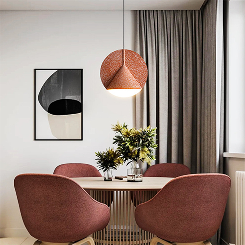 Contemporary Scandinavian Imitation Terrazzo Texture Conic Shade LED Pendant Light For Bedroom