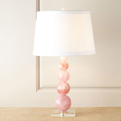 Lampe de table moderne à 1 lumière en perles de cristal rose 