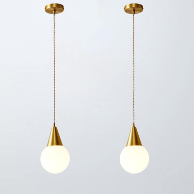 Nordic Creative Cone Brass Glass Orb 1-Light Pendant Light