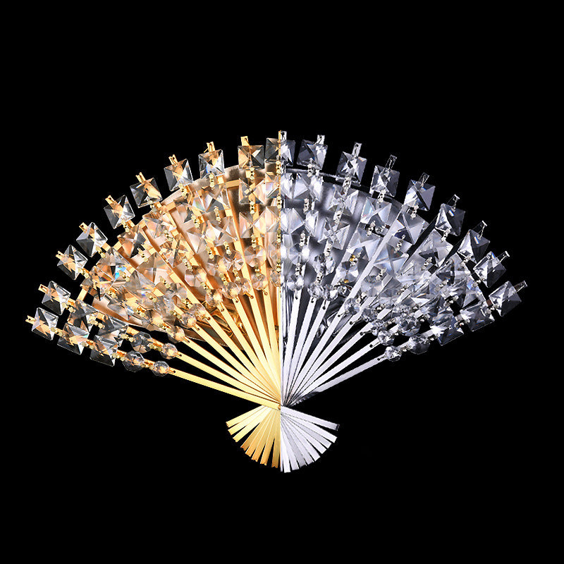 Modern Luxury Crystal Fan Shape 3-Light Wall Sconce Lamp