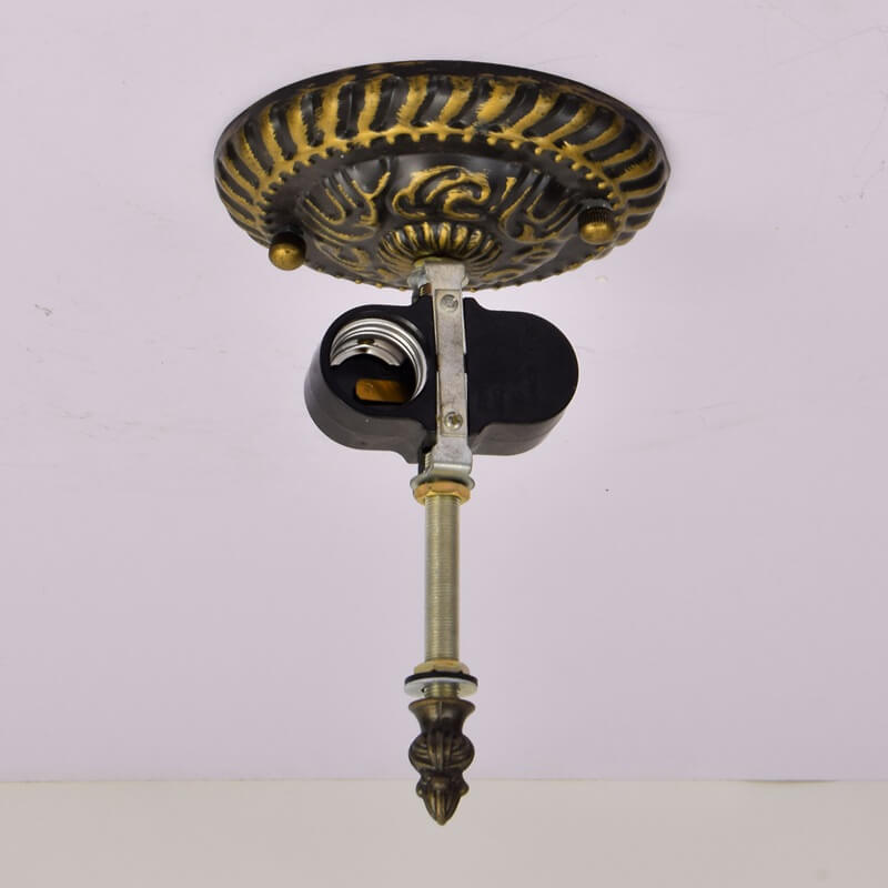 Plafonnier encastré à 2 lumières en verre teinté tournesol Tiffany vintage 