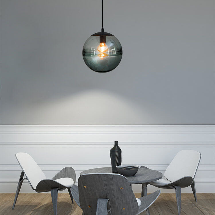 Moderne minimalistische Farbglaskugel 1-flammige Pendelleuchte 