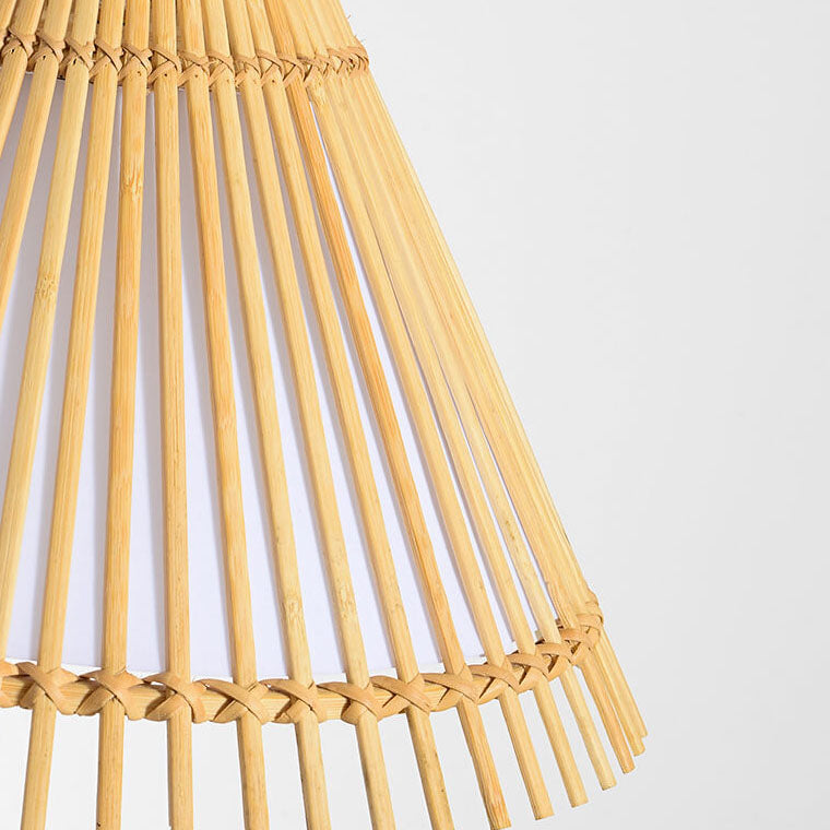 Luminaire suspendu moderne en forme de dôme beige à 1 ampoule en tissage de bambou 