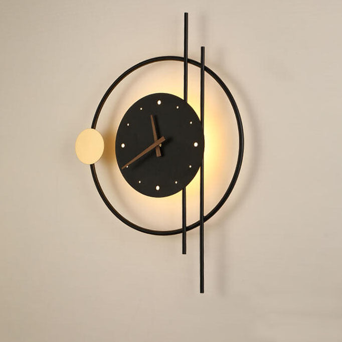 Lampe murale LED avec horloge créative en fer nordique moderne 