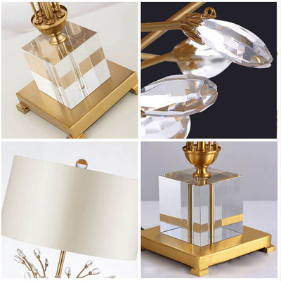 Modern Light Luxury Fabric Crystal Flower Creative Base 1-Light Table Lamp