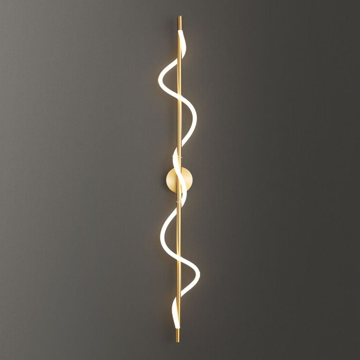 Modern Minimalist Twist Curve Long Bar Copper LED Wall Sconce Lamp