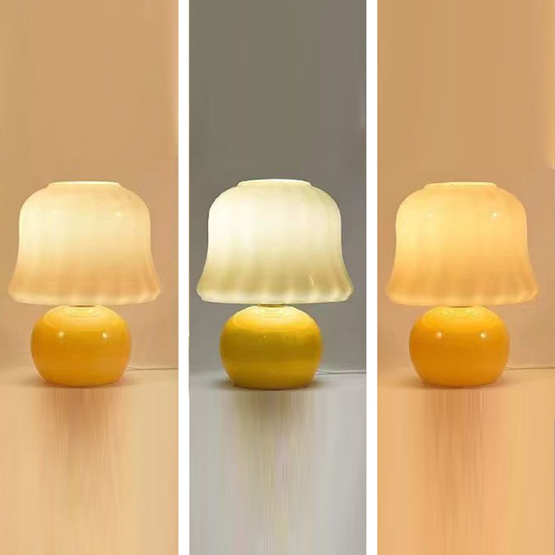 Contemporary Nordic Mushroom Glass Shade 1-Light Table Lamp For Study