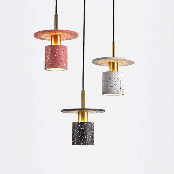 Industrial Minimalist Cement Cylinder Round 1-Light Pendant Light