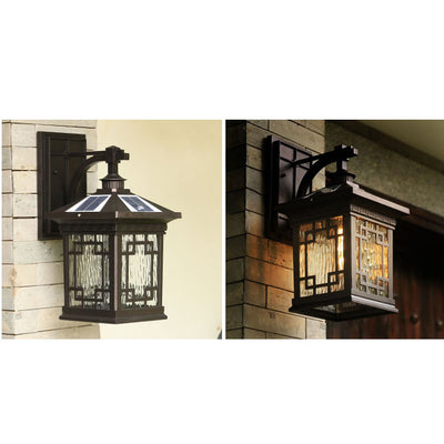 Solar Outdoor Square Cage LED Waterproof Patio Wall Sconce Lamp