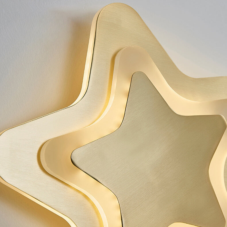 Nordic Luxury Brass Star Shape LED Wall Sconce Lamp