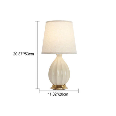 Nordic Light Luxury Oval Ceramic Fabric Cone Touch 1-Light Table Lamp