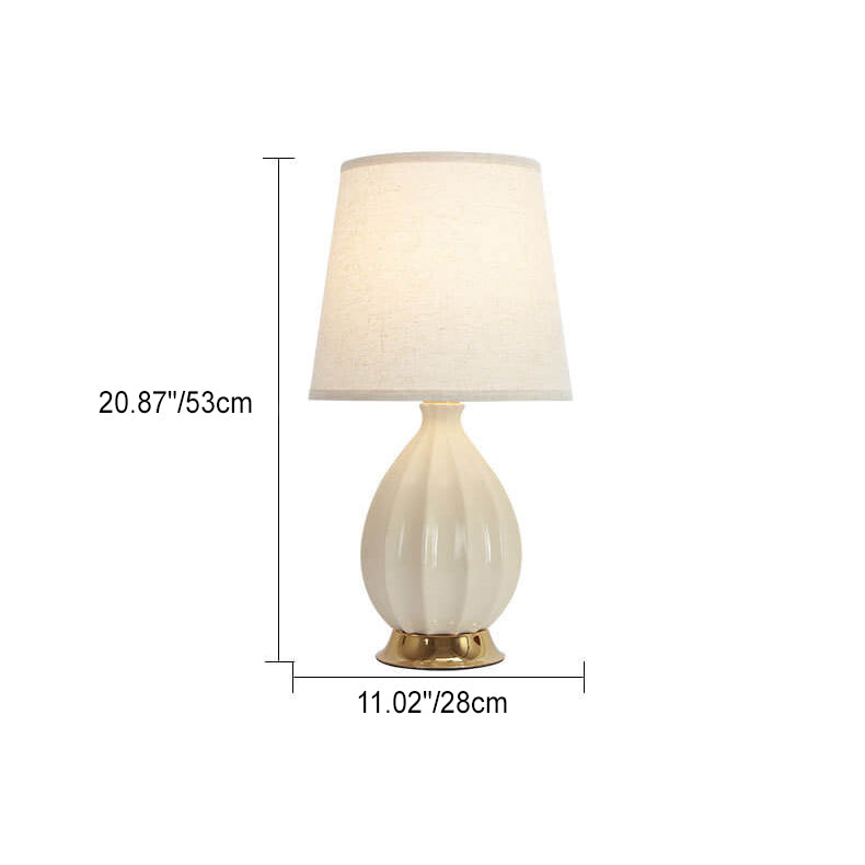 Nordic Light Luxury Oval Ceramic Fabric Cone Touch 1-Light Table Lamp