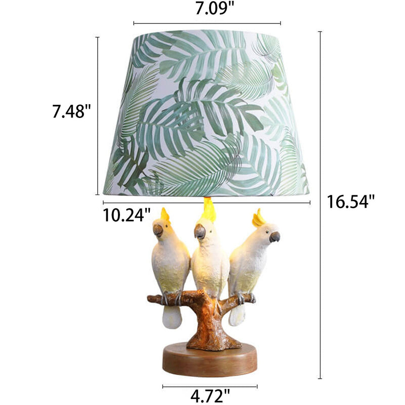 Nordic Leaf Fabric Resin Bird Design 1-Licht-Tischlampe 