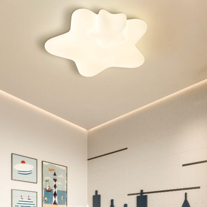 Contemporary Scandinavian PE Star Shade LED Flush Mount Ceiling Light For Bedroom