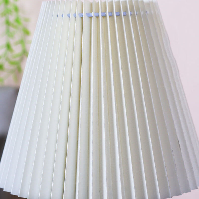 Modern Minimalist Cone Pleated Fabric Crystal Hardware 1-Light Table Lamp