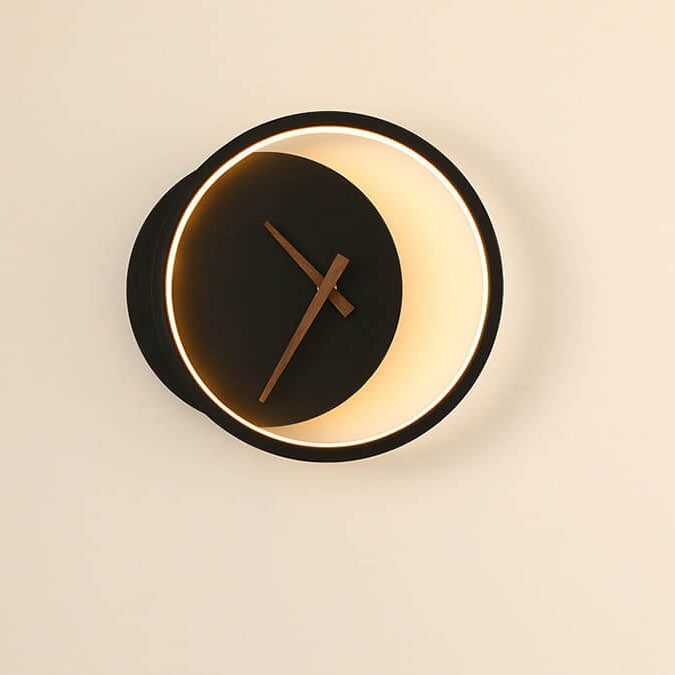 Applique murale LED ronde avec horloge créative nordique 