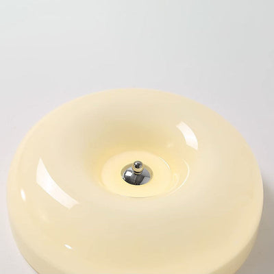 Plafonnier LED encastré en verre jaune crème, design nordique contemporain, luminaire décoratif d'intérieur, idéal pour un salon 