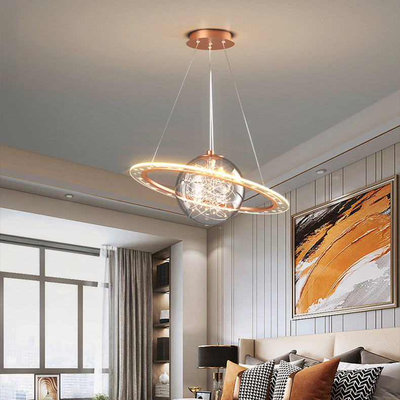 Contemporary Scandinavian Universe Planet Acrylic LED Pendant Light For Living Room