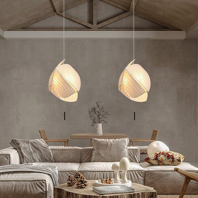 Contemporary Scandinavian Irregular Sail Fabric 3-Light Pendant Light For Living Room