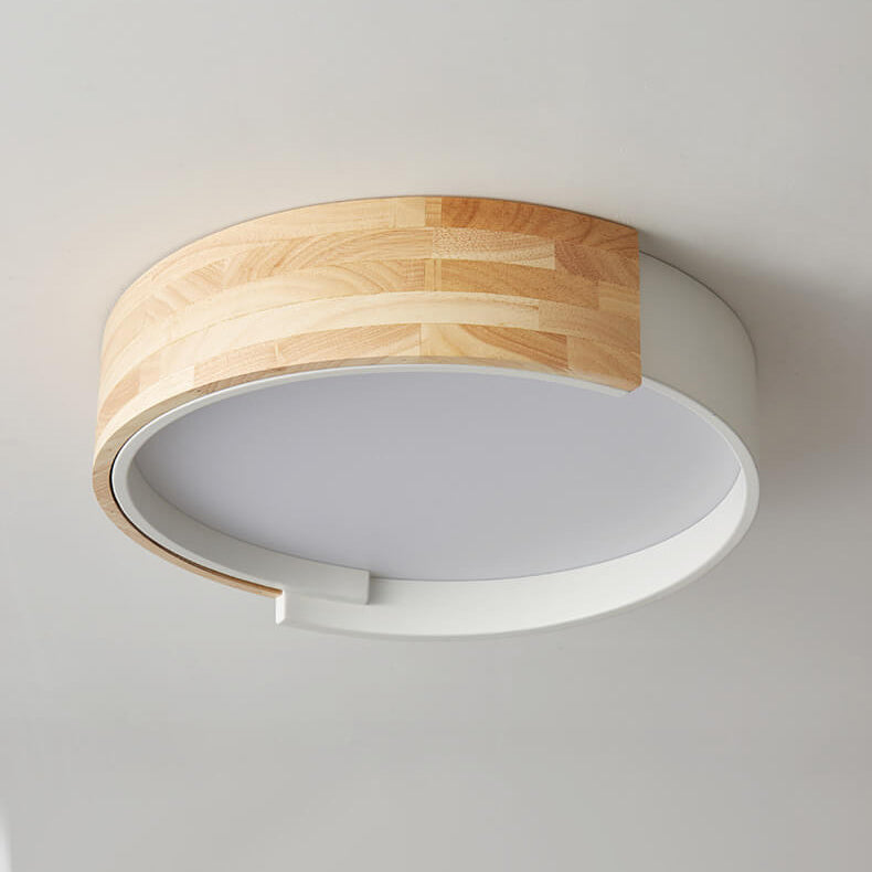 Nordic Creative Half Round Wooden Round LED Flush Mount Light