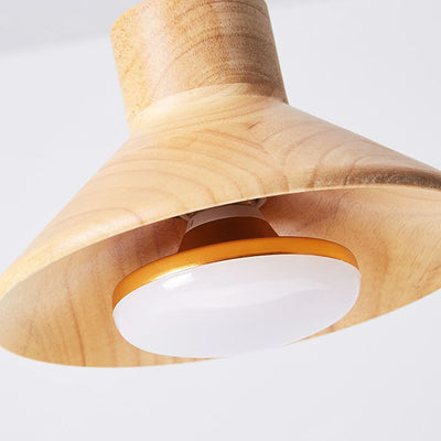 Nordic  Wooden Log Cone 1-Light Semi-Flush Mount Ceiling Light