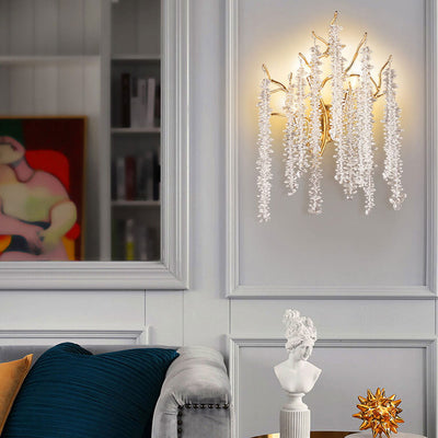 Modern Light Luxury Tree Branch Crystal 3-Light Wall Sconce Lamp