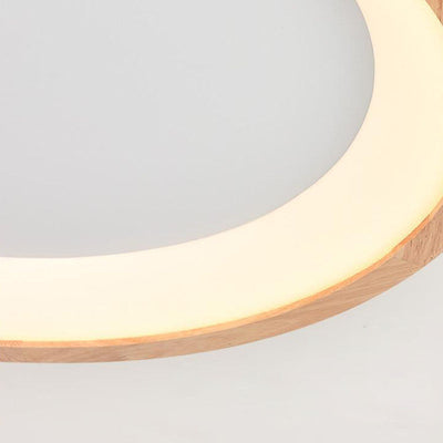 Cadre en bois nordique contemporain acrylique abat-jour rond LED plafonnier encastré pour salon 