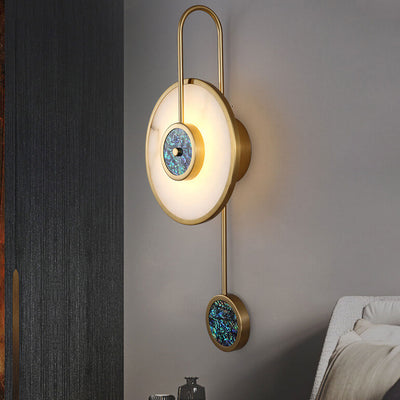 Modern Luxury Marble Round Shell Curved Arm LED Wall Sconce Lamp