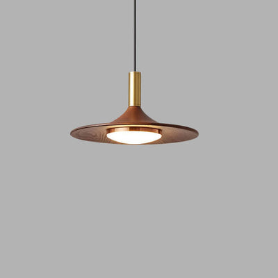 Japanese Walnut Flying Saucer Design Acrylic LED Pendant Light