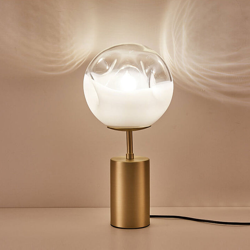 Abat-jour sphérique en verre convexe créatif minimaliste moderne, lampe de table à 1 lumière 