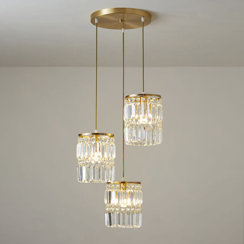 Nordic Postmodern Light Luxury All Copper Crystal 1/3-Light Island Light Kronleuchter