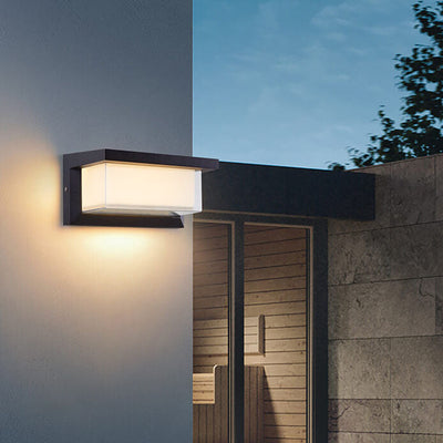 Modern Minimalist Solar Rectangle PC LED Outdoor Wall Sconce Lamp For Outdoor Patio