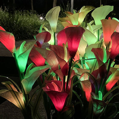 Moderne Solar-Hufeisenblume Bunte 4 LED-Garten-Bodenstecker-Landschaftslicht im Freien 