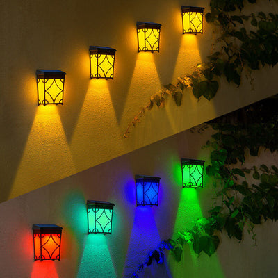 Lampe d'applique murale LED étanche extérieure carrée solaire rétro 