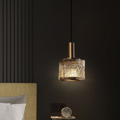 Modern Light Luxury Square Copper Glass 1-Light Pendant Light