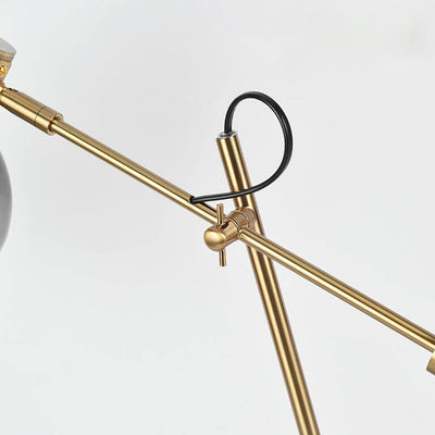 Postmodern Smoke Gray Glass Dome Metal  Arm 1-Light Table Lamp