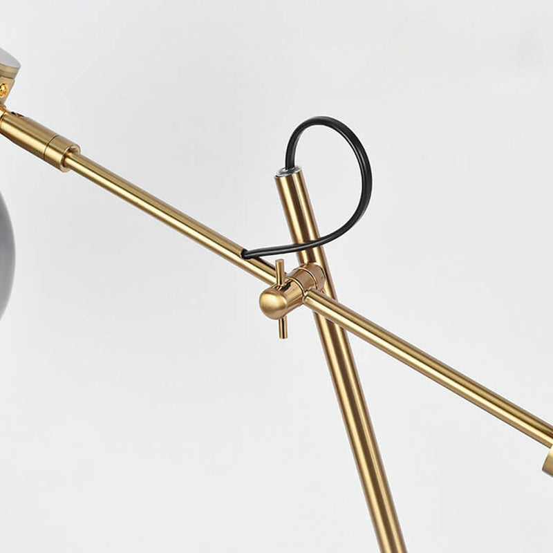 Postmoderne rauchgraue Glaskuppel-Metallarm-1-Licht-Tischlampe